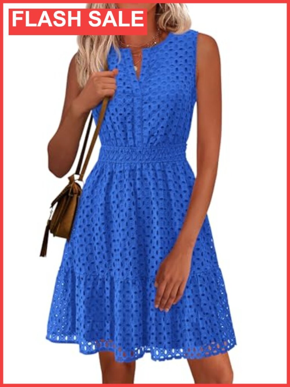 Women's Summer Eyelet A-Line Short Dress